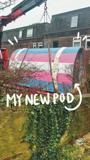 Fox Fisher Instagram - My new pod space arrived just in time for Trans Joy Week 🏳️‍⚧️✨ It’s a space to relax and revive because life has been so chaotic and full on. I chose @hullypods for their unique shape and they have delivered above and beyond!