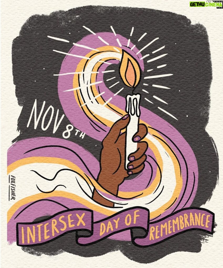 Fox Fisher Instagram - It’s Intersex Day of Remembrance. Let’s take this moment to honor the courage, resilience, and unyielding spirit of our intersex friends, family, and community members ✨💜✨ It’s a day to remember the struggles braved, the discrimination endured, and some triumphs achieved. 🙏 It’s not just about remembering; it’s about hope. Hope for a future where intersex individuals are celebrated for their uniqueness, not stigmatised or marginalised.✨ As we light candles, let’s ignite within us a commitment to understanding and allyship.💛 So, here’s to our intersex siblings - your strength inspires us, your journey enlightens us, and your existence enriches us. Today, and every day, we stand with you. 🕯️🌍💫