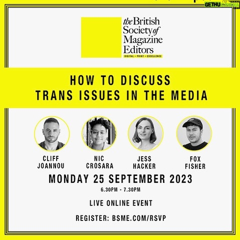 Fox Fisher Instagram - Attention all writers, journalists, editors and anyone interested in trans representation in print and online! @_bsme - the British Society of Magazine Editors, is convening a complimentary panel discussion, focusing on the discourse of transgender issues in media. The session will be steered by @attitudemag's Editor in Chief, @cliffjoannou. I'll be joining the conversation as a panelist, alongside @divamagazine Deputy Editor @niccrosara and health writer Jess Hacker. Our mission? To dismantle misconceptions about trans identities and shatter stereotype. We cordially invite you to partake in this ongoing conversation at 6.30pm (uk time) today. #trans #transrightsarehumanrights #lgbtqiaplus #nonbinary