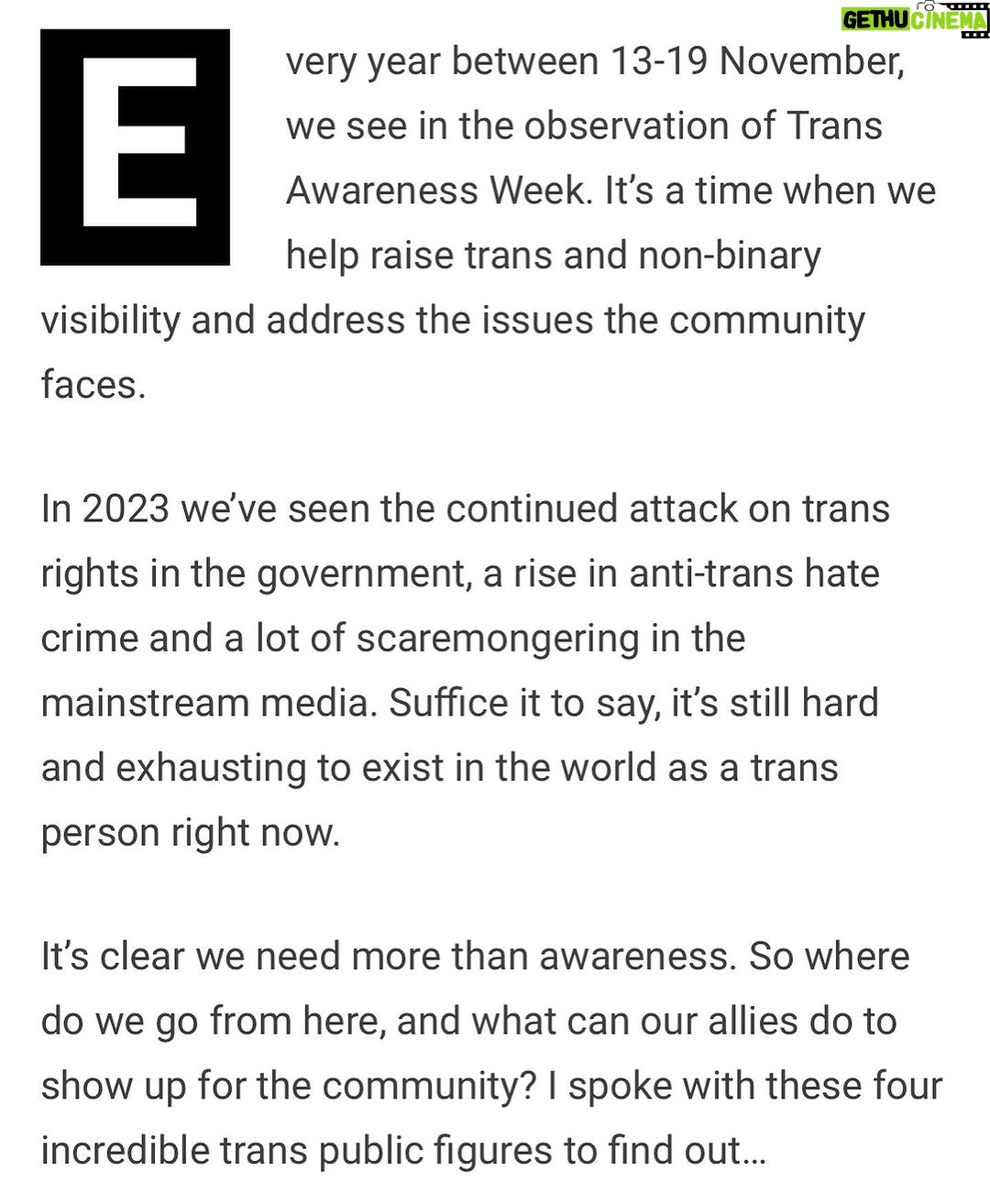 Fox Fisher Instagram - Being a trans ally is about fostering environments that celebrate trans lives rather than merely tolerating. Trans people require more than fundamental rights. Awareness of trans issues is what helps an ally to be more accurate when taking action; dismantling stereotypes, and debunking bias. 🏳️⚧️✨ Had a great chat with @niccrosara @divamagazine alongside@evaech0 @itsparismunro @ki.sces for #transawarenessweek #trans #nonbinary #lgbtq🌈 #transmasc #transrights
