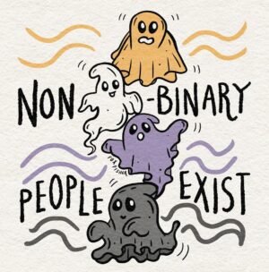 Fox Fisher Instagram - Non-binary people have always existed, and always will 💛🤍💜🖤 

#nonbinary #transartist #lgbtart #nonbinaryartist