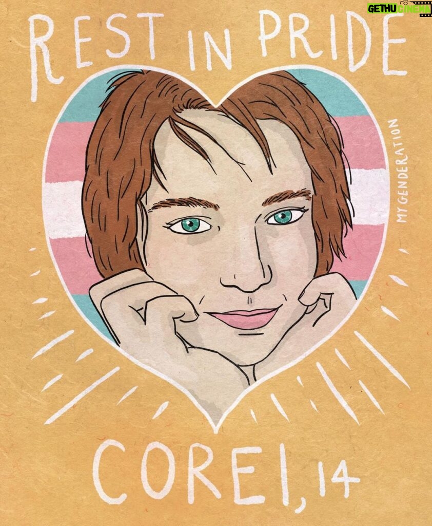 Fox Fisher Instagram - CW: Death Today was the funeral of a trans teen. We send Big Love to Corei’s friends and family, particularly @chafymcstretchy because no mother should have to bury her child. Corei was fully supported but he was subjected to a tirade of abuse from transphobic strangers online. Today we celebrate the life of Corei and we will continue to fight like hell for the living. Take good care of yourselves out there 🏳️‍⚧️✨ Image of Corei by @thefoxfisher and @lewishancoxfilms for Rita