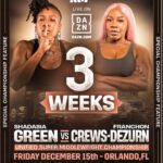 Franchon Crews Dezurn Instagram – Let’s Get It 🍽👿
@wbcboxing DEC 15th. Orlando, Fl
Co- Main To @jakepaul Live On @daznboxing 
Presented by @mostvaluablepromotions 

🎟 LINK IN BIO TICKETS 🎟 

#CrewsDezurnGreen #GreenCrewsDezurn #JakePaul #Boxing #WBC #undisputed #WomensBoxing #dazn  #PaulAugust