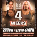 Franchon Crews Dezurn Instagram - 🎟 On Sale Now LINK IN BIO 🎟 December 15th Orlando, Fl @cariberoyaleorlando @wbcboxing world title fight Live On @daznboxing Presented By @mostvaluablepromotions @jakepaul #PaulAugust #CrewsDezurnGreen #GreenCrewsDezurn