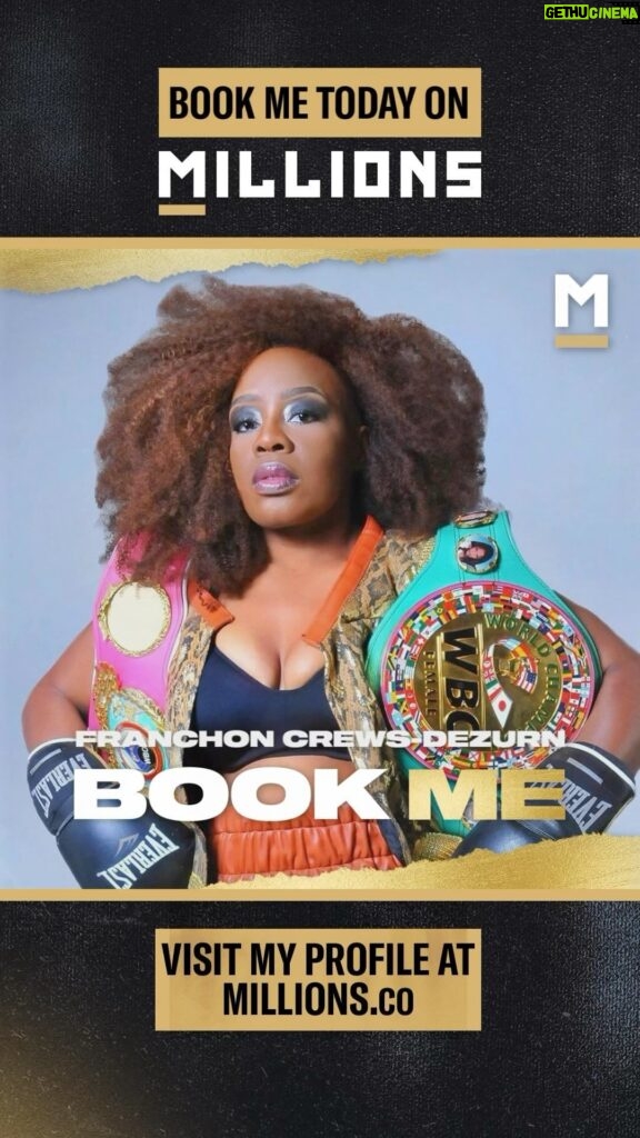 Franchon Crews Dezurn Instagram - Just over 4 weeks until @thehhdiva steps back into the ring🔥 Want to work with Franchòn? Book her on MILLIONS🥊 🔗 in bio #millionsdotco #thehhdiva #franchoncrewsdezurn #boxing