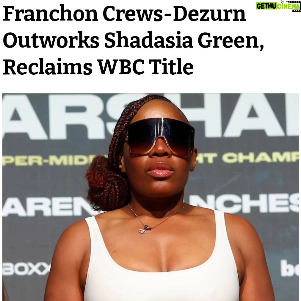 Franchon Crews Dezurn - 1.3K Likes - She has a song that hit the charts in the UK, a clothing line, she designs other fighters fight night outfits, she's a wife, a proud representative of women's boxing and once again she is the current WBC super middleweight champion. I am truly grateful to be witnessing the greatest era of women's boxing with all of the great champions and match-ups. Congrats, @thehhdiva. You refused to be bound by the nonbelievers and was graceful in victory, encouraging Shadasia, who I believe will go on to do exactly what you said...
#boxing #dezurn #green #minneapolis #minnesota #dmv
@boxingscene