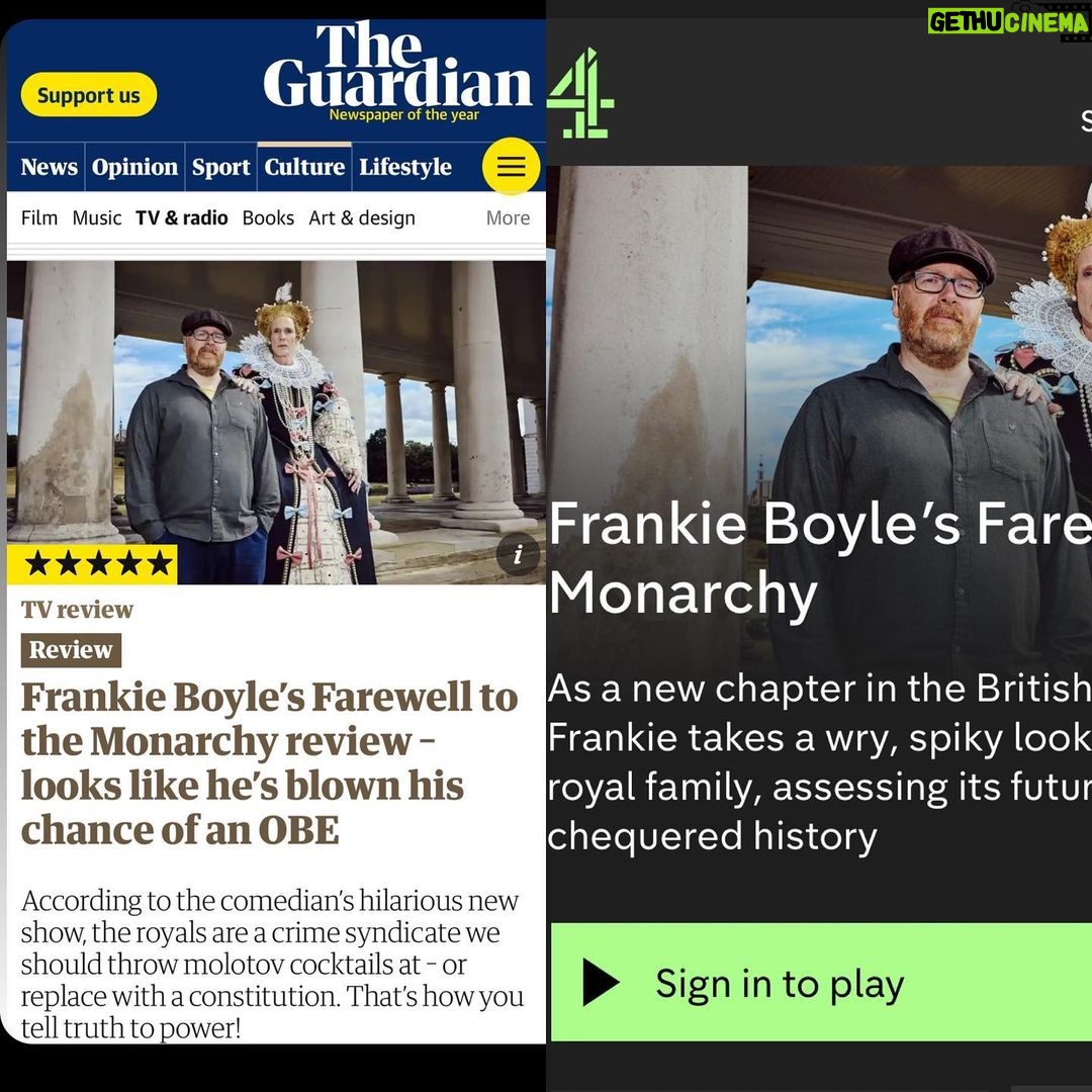 Frankie Boyle - 9.8K Likes - Nice review of the royal doc in the Guardian. Thanks again to all our wonderful contributors for diluting my ignorance. You can watch the doc now on catchup. Perhaps you could save it in case there’s something very dull on TV later in the week.