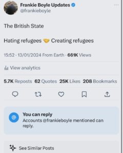 Frankie Boyle Instagram - #ceasefirenow🇵🇸
