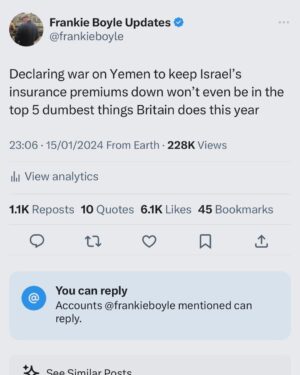 Frankie Boyle Instagram - #ceasefirenow🇵🇸
