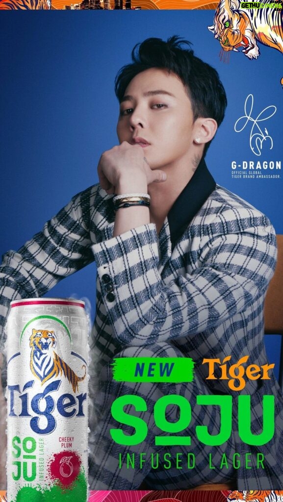 G-Dragon Instagram - #AD @tigerbeer @tigerbeersg Discover a bold new world and a twist on lager with Tiger Soju Infused Lager, an easy-to-drink lager with a hint of sweetness and a refreshing beer aftertaste. Who better to represent this bold side of Tiger®️ than G-DRAGON, new Global Tiger®️ brand ambassador. Welcoming @xxxibgdrgn to the team as we uncage a bold new experience together. #FeelTheTwist #UncageYourTiger