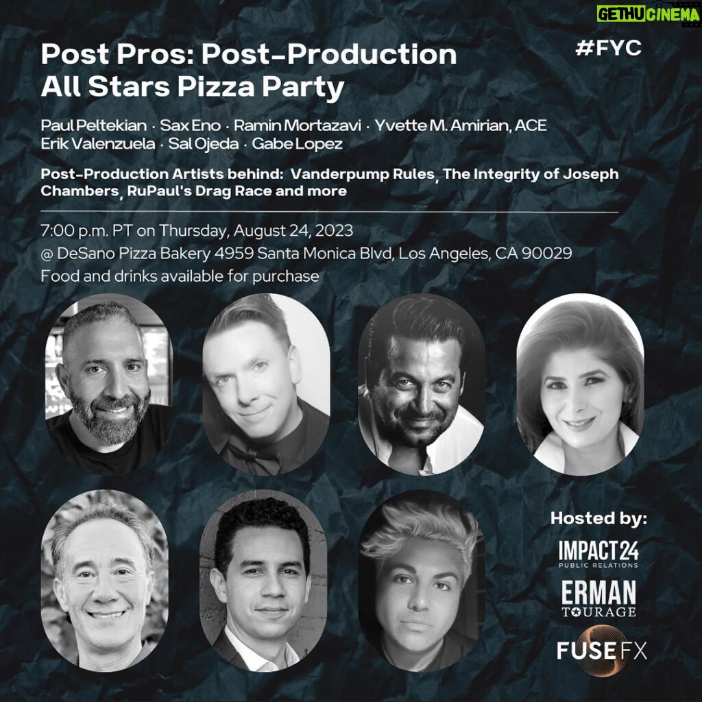 Gabe Lopez Instagram - I'm excited and ready for the Post Production All Star event that I'm co-hosting with @Ermantourage and @Impact24PR along with other leaders in the industry. Join us for a night of celebration at Desano Pizza Bakery on August 24th at 7:00 PM. Sign up at the link below. https://t.ly/3v6TX @impact24pr @ermantourage @mortazavi.ramin @saxeno @salojeda @fusefxinc @yvetteamirian #FYC #EditingExcellence #foryourconsideration #emmynominations #emmynominated #emmys Los Angeles/Hollywood California