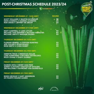 Gabriel Clemens Instagram - Weiter geht's am 27.12 im 2.Spiel der Mittagssession🎯😍

Euch einen schönen 1. Weihnachtstag

#pdc #Darts #allypally #paddypowerworlddartschampionship2024