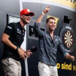 Gabriel Clemens Instagram - The only moment for a DTM Driver where a 180 is welcomed 😄🎯 @sheldonvanderlinde @kelvinvanderlinde and @laurin_heinrich proved their accuracy (and their entertainment talent 🕺) to @gabriel.clemens180 at yesterdays Pre-Event. #DTM #DTM23