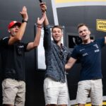 Gabriel Clemens Instagram - The only moment for a DTM Driver where a 180 is welcomed 😄🎯 @sheldonvanderlinde @kelvinvanderlinde and @laurin_heinrich proved their accuracy (and their entertainment talent 🕺) to @gabriel.clemens180 at yesterdays Pre-Event. #DTM #DTM23
