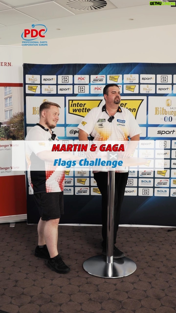 Gabriel Clemens Instagram - 🤣The German „Flags Challenge“ got out of control 🚨🇩🇪 #pdceurope #darts #flagschallenge #gabrielclemens #martinschindler Frankfurt, Germany