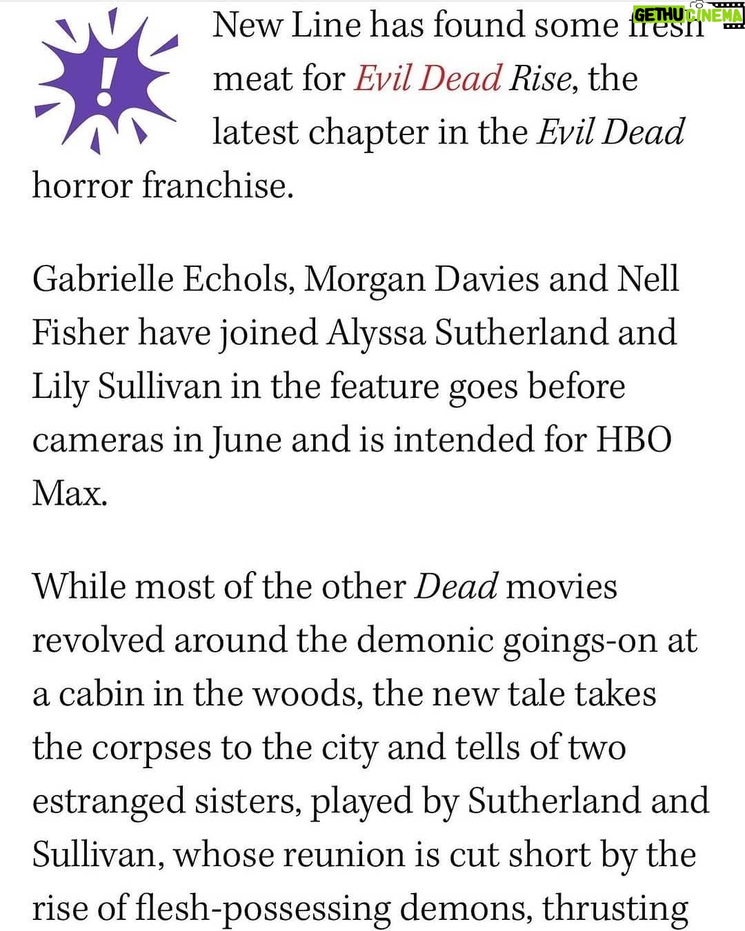 Gabrielle Echols - 2.1K Likes - So excited to be apart of this amazing cast and crew and to be welcomed into the #EvilDeadRise family!
@playmgmt
@thexdivision_
@paradigmtalentagency
#leecronin #samraimi #brucecampbell #robtapert