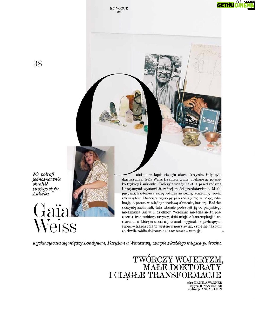 Gaia Weiss Instagram - Iβm so happy to share with you this article in the June edition of @vogue.polska. As some of you may know, part of my family comes from Poland and still lives there so itβs an incredible honour to have participated in this cross cultural edition between Paris and Poland. π«π·π€π΅π± Itβs now available to buy in Polish kiosk, I invite you to get a copy to read the rest of the interview π Photo @jonasunger AD @paul.lehr Style @stylistannaklein Hair @carolinebufalini_hair Makeup @doormvn Text @kamiwagner Producer @natalyaboudier Special thanks to @ohmybos @zzoimage Paris, France