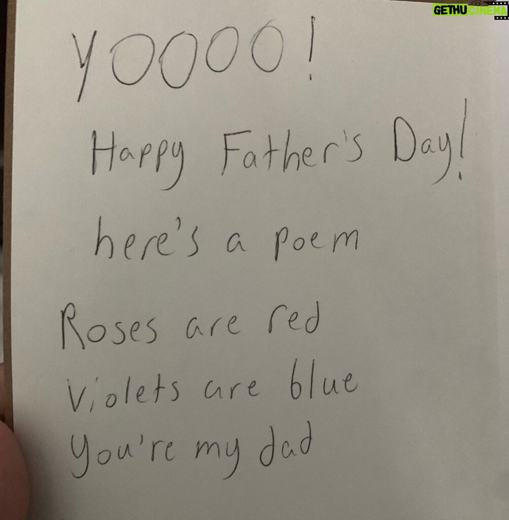 Gaten Matarazzo Instagram - Couldn’t find any pictures of my dad from the past year and a half, so here’s the card I got for him. Happy Father’s Day, Dad. Thanks for letting me live in your house rent free for 18 years. And for like feeding me and stuff. But seriously. Love you dad. Happy Father’s Day.