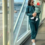 Gauahar Khan Instagram - Life , as we love it ! ❤️✈️ #allahummabaarikfiihi #ummiandZehaan #Alhamdulillah #twinning Mumbai International Airprot