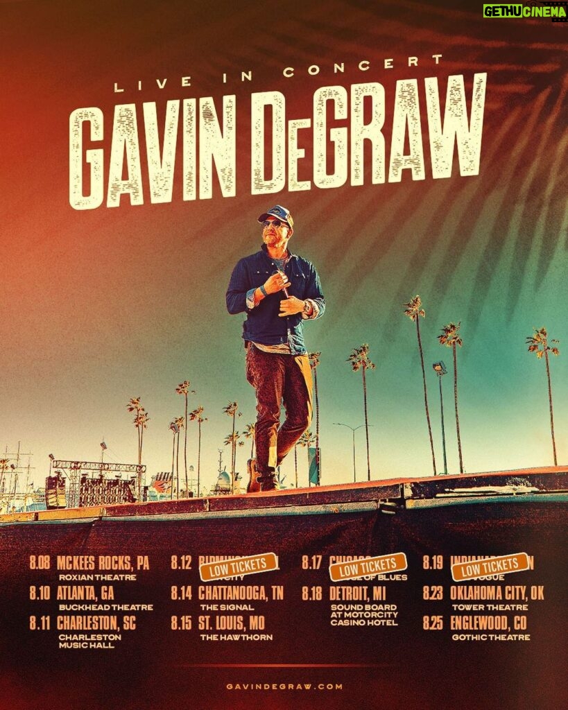 Gavin DeGraw Instagram - Birmingham, Chicago, and Indianapolis running low on tickets! Get em before they’re gone. 🎟: GavinDeGraw.com