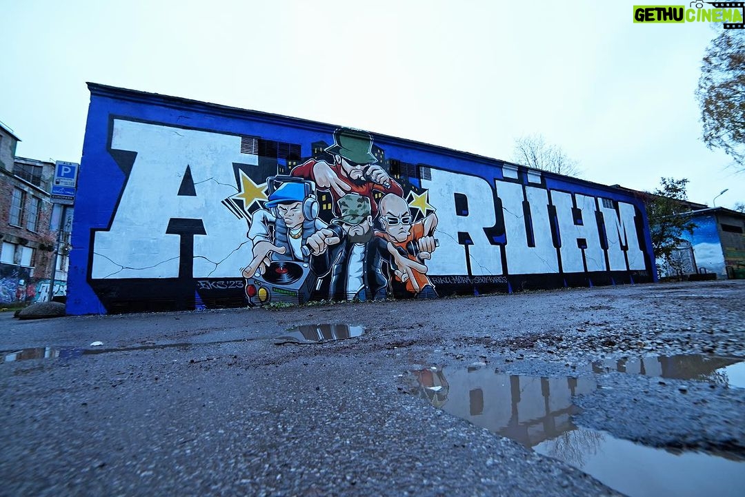 Genka Instagram - Huge ass graffiti of @aryhmofficial Thanks 🙏 Riku, Big Mora, Sboy and Sim Kares #telliskivi