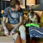 Geoff Ramsey Instagram - Received another box of new merch from @theroosterteethstore. Henry the bulldog provided security. Available at roosterteeth.com