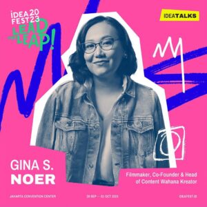 Gina S. Noer Instagram - A screenwriting luminary – Gina S. Noer is making every story resonates deeply 📜📽️

Gina S. Noer is a screenwriter, director, producer, as well as Co-founder and Head
of Content Wahana Kreator Nusantara. Her work includes box-office films Indonesia, such as Habibie & Ainun (2012), Posesif (2017), Keluarga Cemara (2019) and Ali & Ratu Ratu Queens (2021). Gina is the director of Dua Garis Biru and Cinta Pertama, Kedua & Ketiga. At Festival Film Indonesia 2019, Gina won two Piala Citra for Best Adapted Screenwriter (with Yandy Laurens for Keluarga Cemara) and Best Original Story Screenwriter (for Dua Garis Biru).

Her most recent work as a writer, producer and director is Like & Share which was released on theaters at the end of 2022. This film won the Grand Prix award (Best Picture Award) at the Osaka Asian Film Festival 2023 and screened at other international film festivals, such as International Film Festival Rotterdam 2023, Red Lotus Asian Vienna Film Festival 2023, and Taipei Film Festival 2023.

Join #IdeaFest2023 and learn to make your own story that leaves hearts touched and souls moved with @ginasnoer 💖 Secure your spot NOW at ideafest.cognitix.id 🎟️