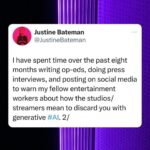 Ginger Gonzaga Instagram - I know a spin when I see a spin, and sadly if the @sagaftra negotiating committee didn’t listen to @_justinebateman_’s knowledge and foresight on AI when we were in the power seat, as it seems they did not, I will personally be voting down this deal. I feel for Justine, who tirelessly shared her knowledge and sought to educate everyone beyond what their reactivity and anxiety might accept. I’m grateful to our negotiating committee, and I know that position is pressure-filled and hard, and I’m grateful for their time, tears, energy and what they fought for, but we have to think about our future, protect our profession and the professions of @iatse members and even agents and managers for that matter. The lack of transparency with a summery as suggested here, rather than the full deal, is also a 🚩 and I urge @sagaftra to obviously release the full deal, and in the meantime please comb through the language after @_justinebateman_ posts it. We are in a power position. It’s no different than people forgetting to vote in 2016 and then being like, “oh well I didn’t think THAT (list of nonsense) would happen, when many of us knew it would. I encourage everyone to comb through what Justine posts and think about your careers. My guess is the deal will pass due to fatigue, but I will personally be voting “no” on the basis of AI. We CAN still protect ourselves. In two years saying, “oh Justine was right” won’t give you your power back. **also reminder. In 2008 the deal I voted against didn’t protect us with steaming…it was a “new technology” and “we’d keep talking as it kept evolving” - that left us with NO $$ when it came to streaming and there was no course correction until this strike. We can’t do that again with AI and wait 10 + years after the damage is done to fight for things we deserved in the first place. Sending lots of love and encouragement to everyone during these frustrating times. Big hugs. #sagaftra #sag #sagstrike #deal #AI