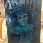 Ginger Gonzaga Instagram - Been itching to paint something all blue with a spatula. 🩵 @gingyartaccount