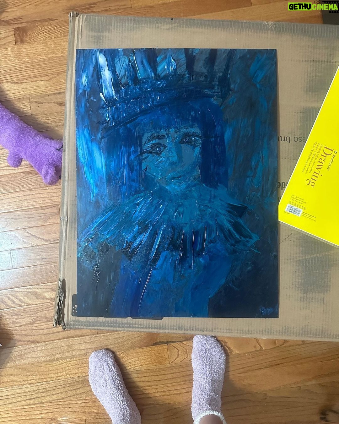 Ginger Gonzaga Instagram - Been itching to paint something all blue with a spatula. 🩵 @gingyartaccount