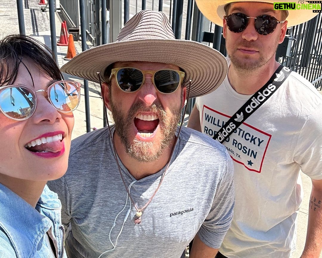 Ginger Gonzaga Instagram - Highlights from the Hot AF #sagaftradtrike and #wgastrike! Hot in more ways than one! This week was a blast getting to see so many of my talented friends and seeing old and new friends who lit up #jurdyduty- what talents! I love writing and acting and directing and I hope that everyone gets taken care of with all of their efforts. Grateful for all the sensitive souls who inspire me and those who create purposefully. I could cry thinking about the time and effort put in by those running the @tusctogether and all efforts to help those affected by this **ahem** “necessary evil.” Our leg work is so important and my personal motto is that you either need to be a striker, or feed the stikers. So thanks to everyone who donated food trucks, and water etc. I hope everyone feels happy in their power! And many thanks to the talented writers I know like @matt_donnelly who cover these issues with grace! Much love! #sagaftra #wgastrong #sagaftrastrong #art #friends #union #puppies #friendship #love