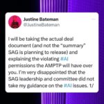 Ginger Gonzaga Instagram - I know a spin when I see a spin, and sadly if the @sagaftra negotiating committee didn’t listen to @_justinebateman_’s knowledge and foresight on AI when we were in the power seat, as it seems they did not, I will personally be voting down this deal. I feel for Justine, who tirelessly shared her knowledge and sought to educate everyone beyond what their reactivity and anxiety might accept. I’m grateful to our negotiating committee, and I know that position is pressure-filled and hard, and I’m grateful for their time, tears, energy and what they fought for, but we have to think about our future, protect our profession and the professions of @iatse members and even agents and managers for that matter. The lack of transparency with a summery as suggested here, rather than the full deal, is also a 🚩 and I urge @sagaftra to obviously release the full deal, and in the meantime please comb through the language after @_justinebateman_ posts it. We are in a power position. It’s no different than people forgetting to vote in 2016 and then being like, “oh well I didn’t think THAT (list of nonsense) would happen, when many of us knew it would. I encourage everyone to comb through what Justine posts and think about your careers. My guess is the deal will pass due to fatigue, but I will personally be voting “no” on the basis of AI. We CAN still protect ourselves. In two years saying, “oh Justine was right” won’t give you your power back. **also reminder. In 2008 the deal I voted against didn’t protect us with steaming…it was a “new technology” and “we’d keep talking as it kept evolving” - that left us with NO $$ when it came to streaming and there was no course correction until this strike. We can’t do that again with AI and wait 10 + years after the damage is done to fight for things we deserved in the first place. Sending lots of love and encouragement to everyone during these frustrating times. Big hugs. #sagaftra #sag #sagstrike #deal #AI