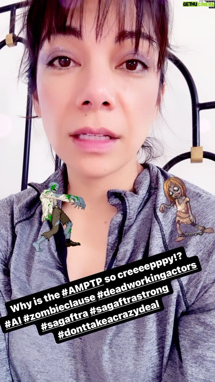 Ginger Gonzaga Instagram - The #amptp is so batshit crazy I can’t even. I hate #AI. I hate soulless art. I don’t want people scanned and working when they’re dead. #dontacceptaninsanedeal. #sagaftra #sagaftrastrong #aslongasittakes #zombies #zombieclause