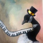 Ginger Gonzaga Instagram - And here is a Silly Goose that I painted. Swipe to see top hat emoji option! Wow. @gingyartaccount #painting #goose #sillygoose #pianotie