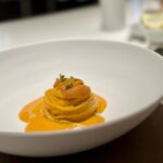Gladys Lee Instagram - #uni is just my all time favorite 🫰🫰🫰 Uni carbonara from egg yolk with homemade spaghetti, one more please. Pork or pigeon for main course. And the carrot dessert was fun and tasty. @frassi_tw by chef @iacopofrassi #finedining #taipeifood #taipeifoodie #gourmet #gastronomy Frassi
