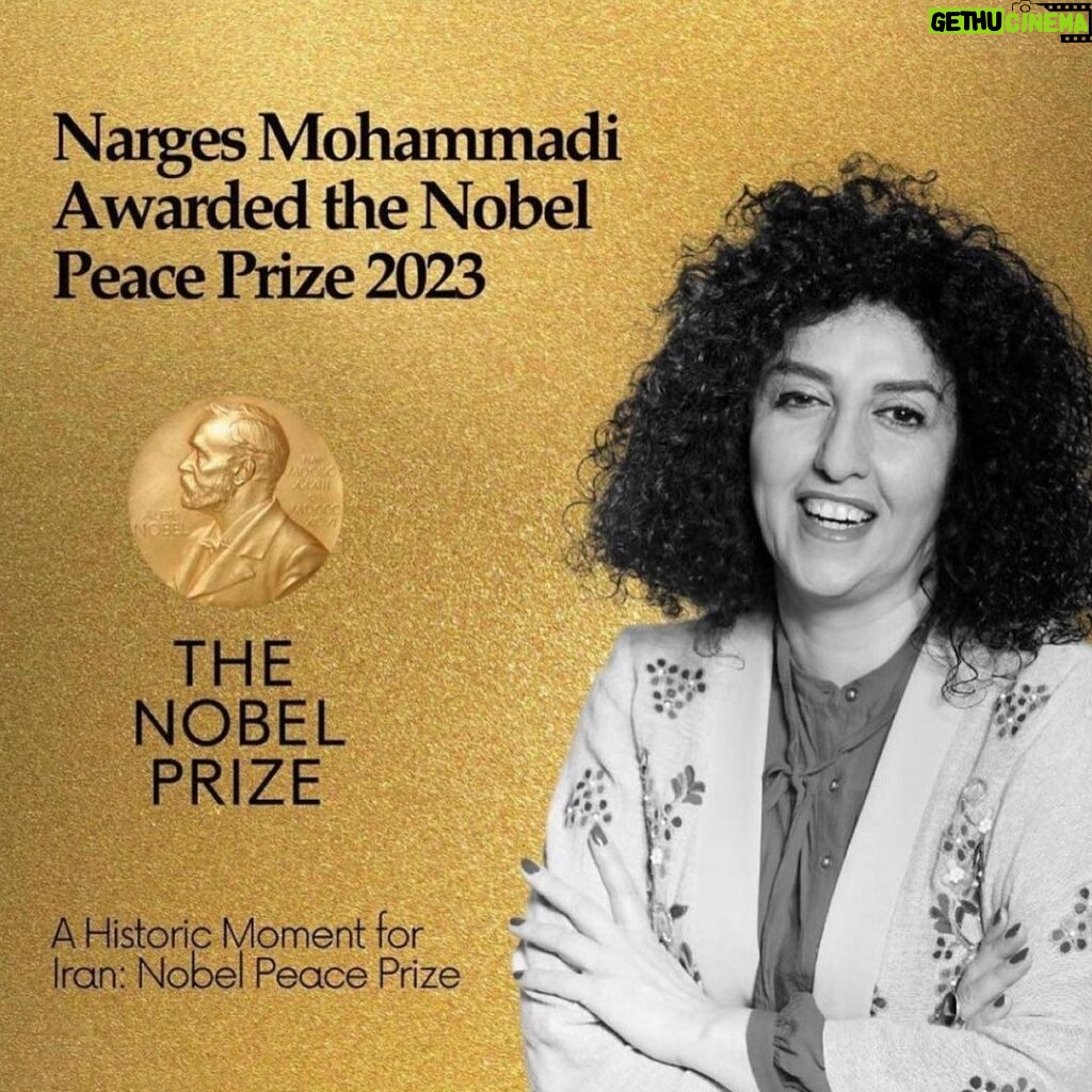 Golshifteh Farahani Instagram - Congratulations to one of the bravest women of this world @narges_mohamadi_51 نرگس محمدى، از شجاع ترين زنانِ جهان، برنده ى جايزه صلحِ نوبل شد