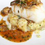 Gordon Ramsay Instagram - Stunning roasted cod with crushed potatoes, artichoke and a red wine and lemon dressing at @heddonstkitchen !! Heddon Street Kitchen