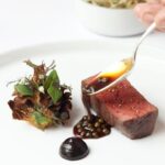Gordon Ramsay Instagram - Stunning Aynho fallow deer, miataki, hay cream, green peppercorns at @restaurantgordonramsay ! Restaurant Gordon Ramsay