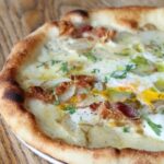 Gordon Ramsay Instagram - Our festive special at @pizzaeast - made with potato, egg, guanciale, cream and white onion ! Pizza East