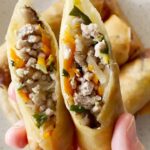 Gordon Ramsay Instagram - Celebrate Lunar New Year with these delicious Spring Rolls ! . Ground pork Shaoxing wine Soy sauce Oyster sauce Sesame oil Sugar Salt Shiitake mushrooms Carrots Cabbage Chinese chives Spring roll wrappers Egg wash Oil, for frying