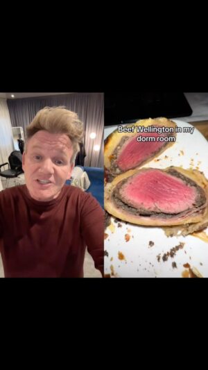 Gordon Ramsay Instagram - Wow. This Wellington is pretty incredible to made in your dorm room !