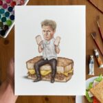 Gordon Ramsay Instagram - @gordongram on a short rib grilled cheese 🧀🚨 GIVEAWAY! Want to win a custom portrait of Gordon making YOU an idiot sandwich + a bunch of Idiot Sandwich merch? Follow @celebsonsandwiches @gordongram and @idiotsandwich and tag a friend in the comments to enter. Watch the new #IdiotSandwich on Gordon’s YT channel now! *Winner will be announced on 2/20.