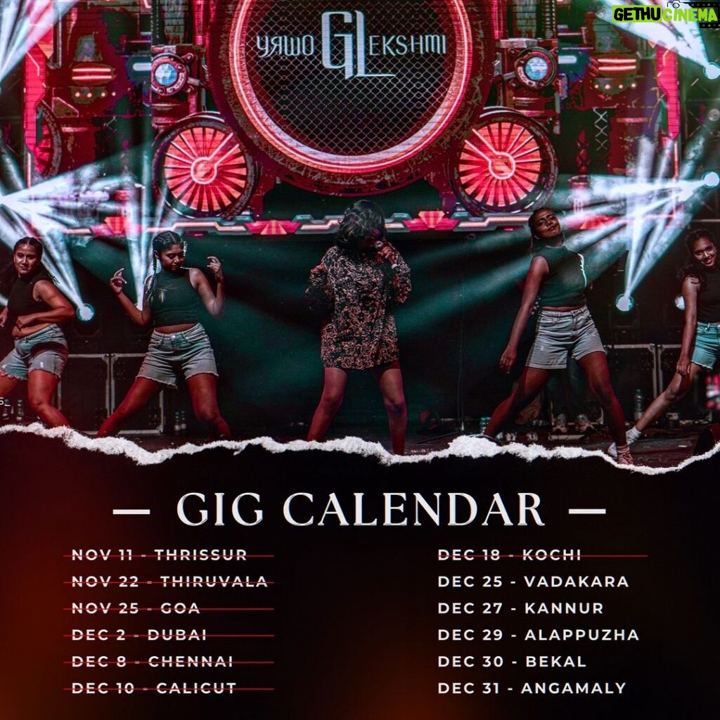 Gowry Lekshmi Instagram - 5 more dates for 2023. Where are u gonna join us? ✨🎄 #GL #GLlive #gigcalendar