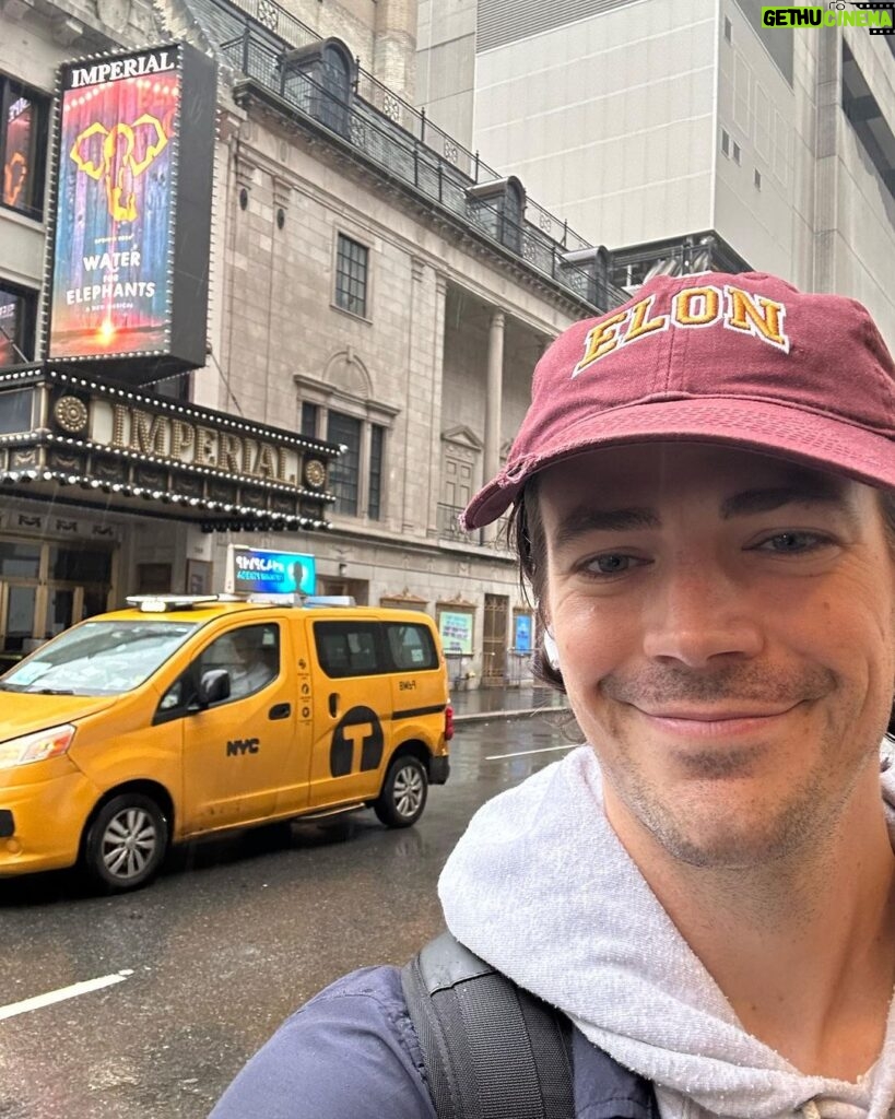 Grant Gustin Instagram - I truly can’t believe this is real. I’ve been beyond excited to share this news. So grateful for the opportunity and appropriately terrified. First shot was after my callback, walking back to my hotel in my Elon hat that I wore for good luck that day; and I passed right by the marquee that was already up at the legendary Imperial Theatre. I had to grab a selfie. I feel so lucky to be joining such a unique show with a fantastic book and beautiful music. This company is incredible and I can’t wait to go on this ride with them. Go give the @w4emusical page a follow and keep up with the details! Tickets are already on sale - I posted a link in my bio. Can’t wait to see people at the theatre!