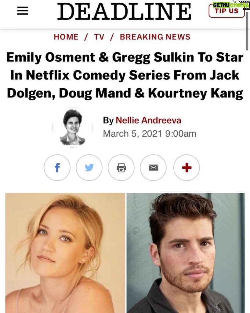 Gregg Sulkin Instagram - Beyond excited to join the @netflix family & work with my incredibly talented friend @emilyosment !!! Very honored & grateful to our wonderful producers Jack Dolgen, Doug Mand & Kourtney Kang. I cannot wait to be directed by the legendary Pamela Fryman. Excited to bring some laughs to your Netflix account later this year!