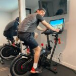 Gregg Sulkin Instagram - Getting my morning cardio in while virtually cycling around Beijing - thanks @bowflex for helping me get my endorphins going 💪
