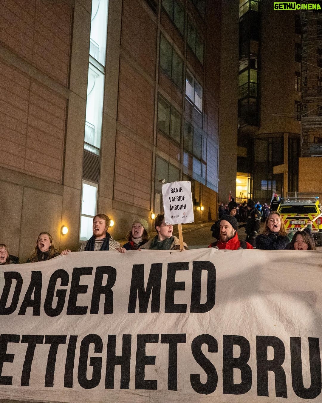 Greta Thunberg Instagram - From thursday morning to last night several young Sámi activists have occupied the lobby of the Norwegian ministry of petroleum and energy, demanding that the ongoing human rights violations against the Fovsen-Sámi reindeer herders come to an end. Last night at 01:36, while the protesters were peacefully sleeping, the police came without any warning and carried them out. Today we are hundreds gathered around and occupying the ministry, to shut down the whole building. It is not justifiable for a ministry to disrespect indigenous rights and continue to cause more harm. Fotograf: Rasmus Berg Foto nr 6: Amanda Orlich