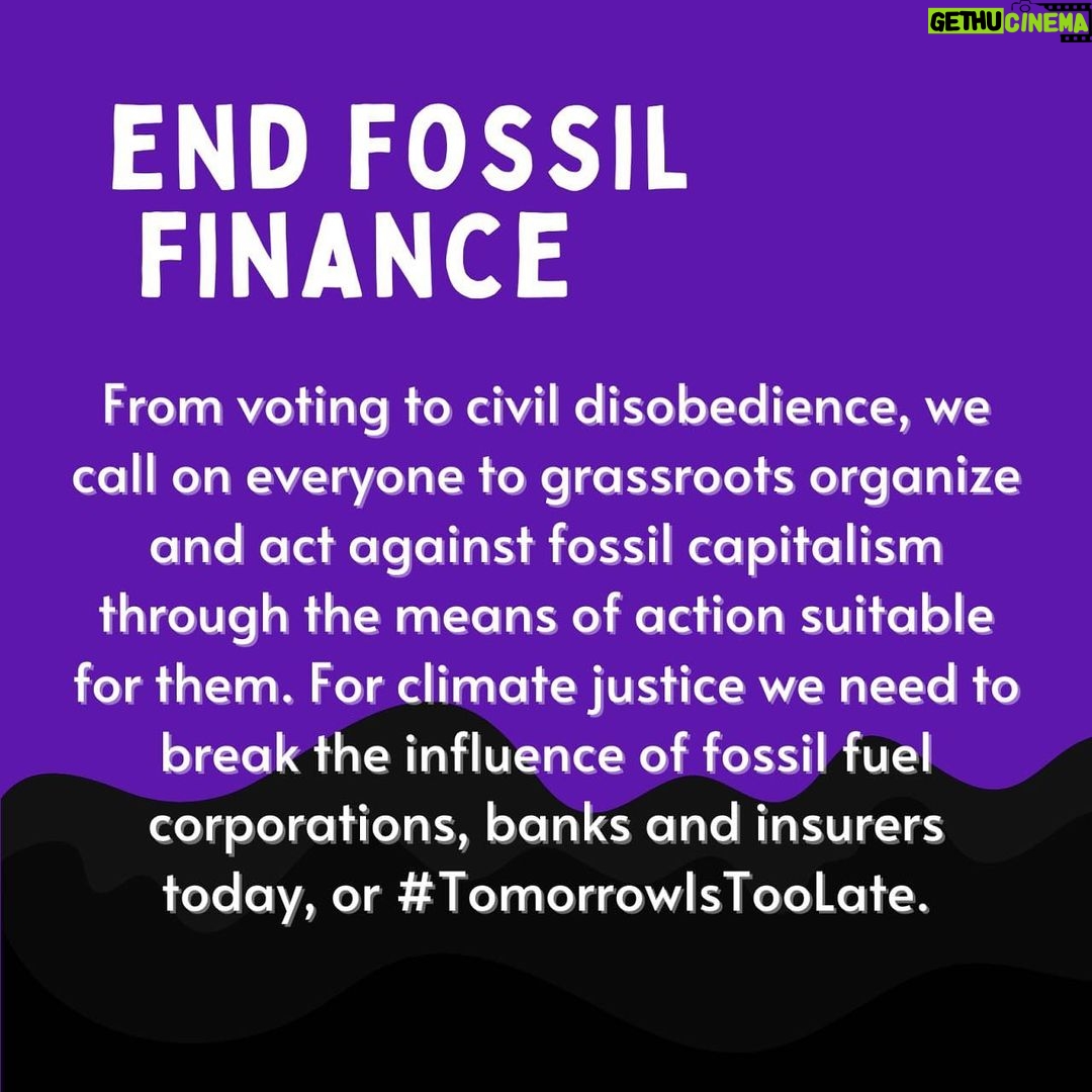 Greta Thunberg Instagram - Join us on Friday for the next global climate strike! This Friday, the 3rd of March, we will once again take it to the streets - demanding an end to fossil finances. Swipe to read the narrative —> Find or register your local strike at the link in my bio! #TomorrowIsTooLate