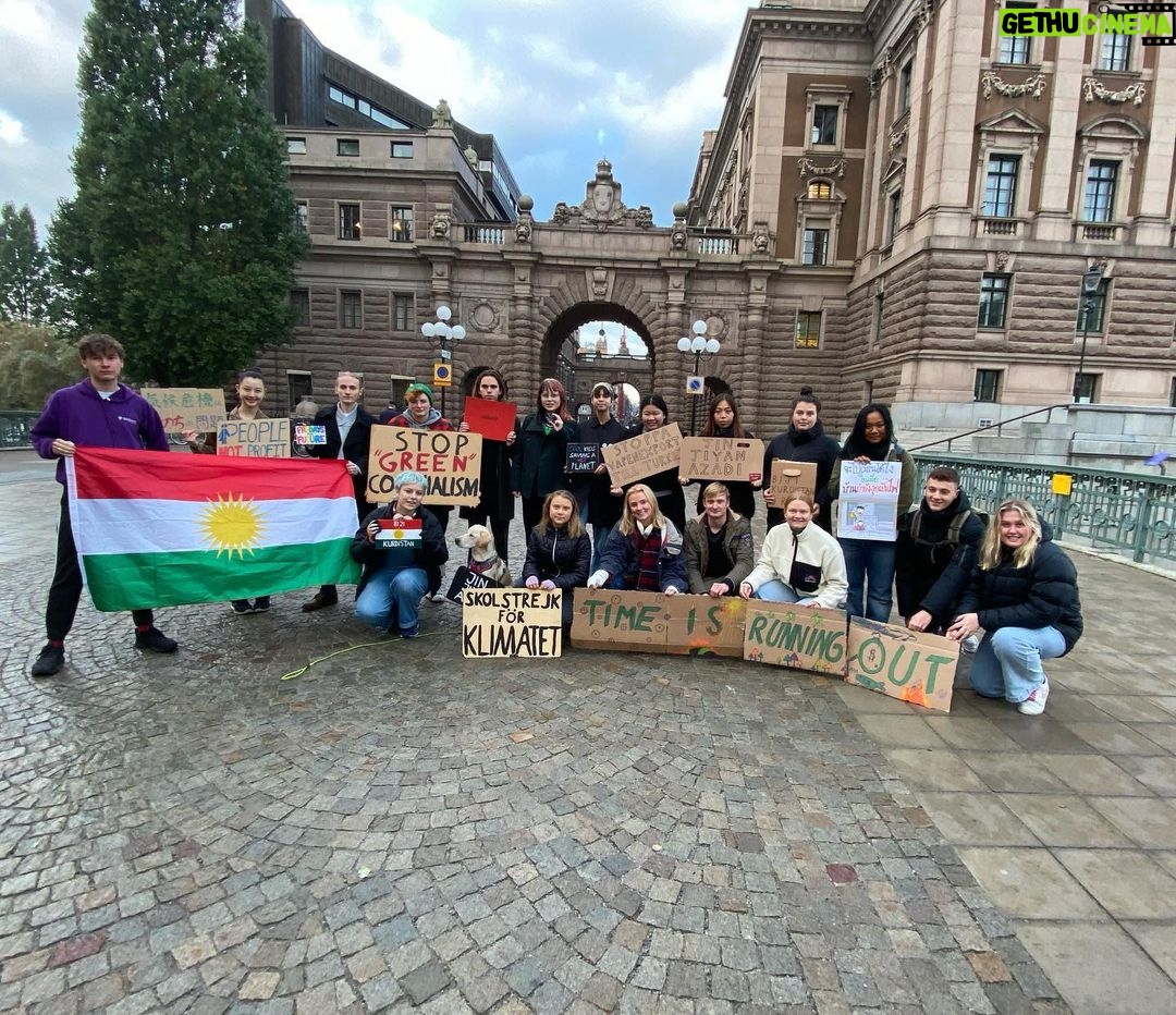 Greta Thunberg Instagram - School strike week 217. #FridaysForFuture #ClimateStrike #PeopleNotProfit #BijiKurdistan Parliament House, Stockholm