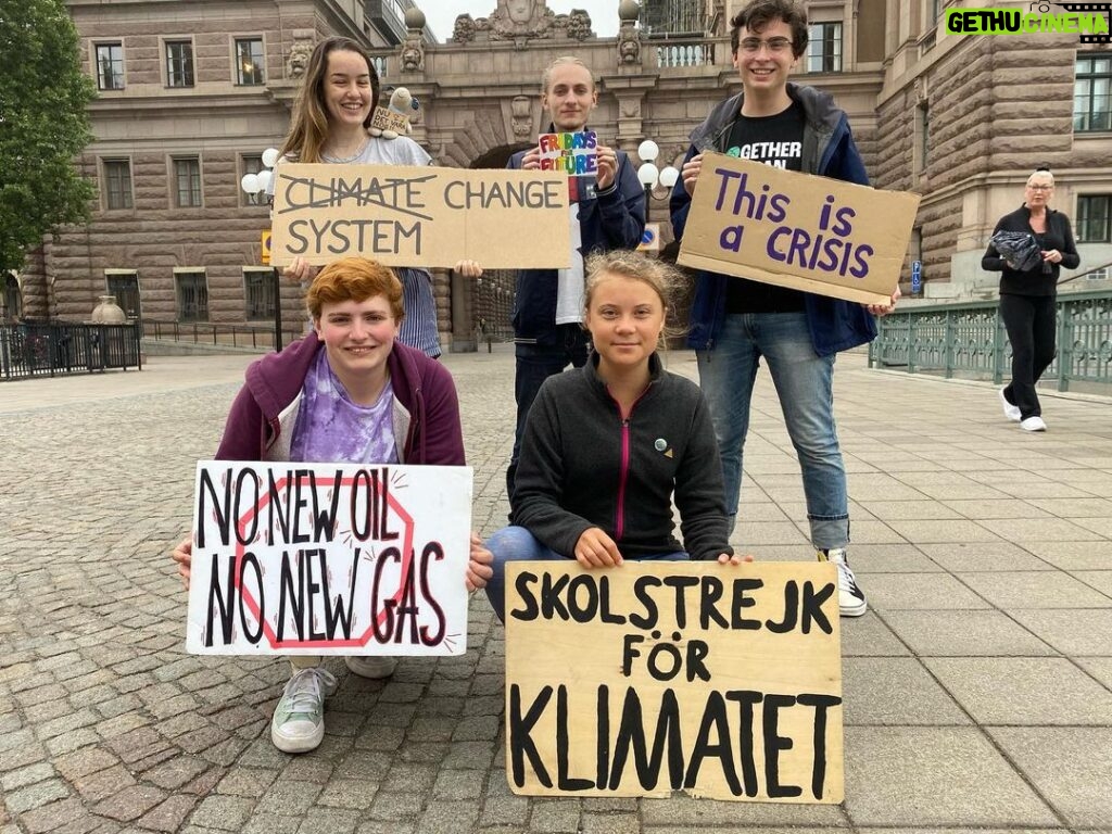 Greta Thunberg Instagram - School strike week 202. #FridaysForFuture #ClimateStrike Parliament House, Stockholm